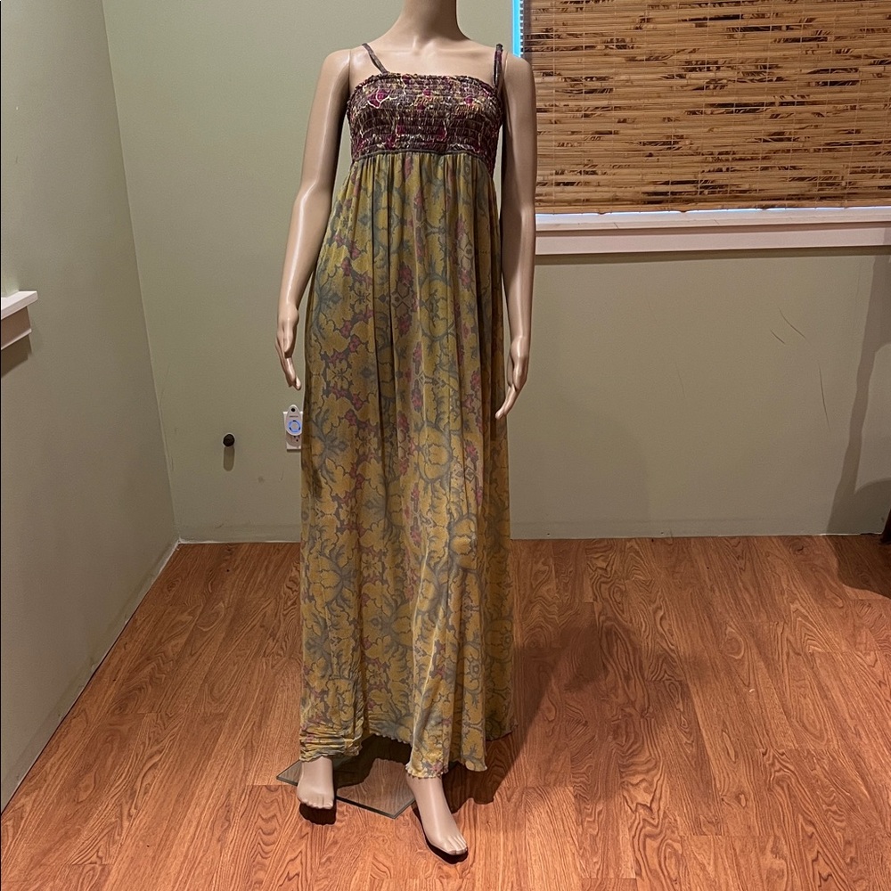 Maaji Sheer Patterned Maxi Dress With Smocked Bodice